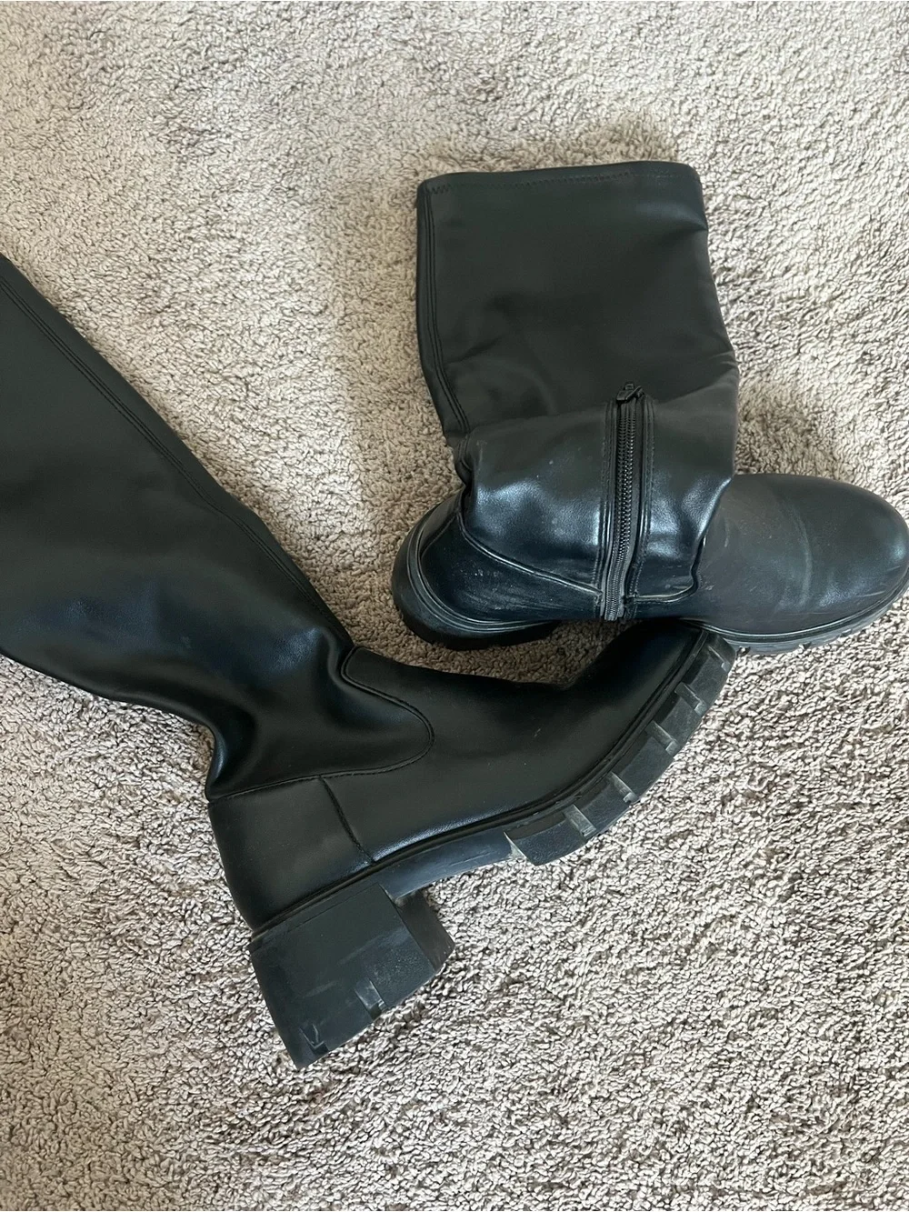 Steve Madden Black Chunky Knee-High Boots